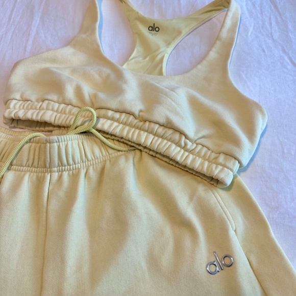 Alo Yoga Matching Sweat Short Set in Yellow - Picture 2 of 3